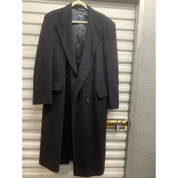 Dunhill Mens 100% Cashmere Double Breasted Long Coat Blue 42R